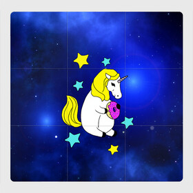 Магнитный плакат 3Х3 с принтом Звездный Единорог в Новосибирске, Полимерный материал с магнитным слоем | 9 деталей размером 9*9 см | angel | stars | unicorn | wings | ангел | блестящие | вселенная | галактика | детские | донат | еда | единорог | единорожки | звезды | копыта | космический | лошадка | лошадь | луна | малыш | неоновые | пегас | пони