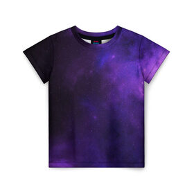 Детская футболка 3D с принтом Фиолетовая звезда в Новосибирске, 100% гипоаллергенный полиэфир | прямой крой, круглый вырез горловины, длина до линии бедер, чуть спущенное плечо, ткань немного тянется | Тематика изображения на принте: арт | звезда | звёзды | карлик | космос | облако | синий | сияние | темный | фиолетовый | черный | яркая | яркие цвета