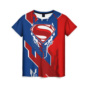 Женская футболка 3D с принтом Знак Супермен в Новосибирске, 100% полиэфир ( синтетическое хлопкоподобное полотно) | прямой крой, круглый вырез горловины, длина до линии бедер | justice league movie | superman logo | vdpartat | геометрия | знаки | лига справедливости | логотипы | символы | супермен