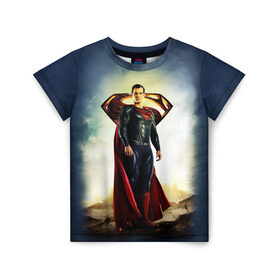 Детская футболка 3D с принтом Superman в Новосибирске, 100% гипоаллергенный полиэфир | прямой крой, круглый вырез горловины, длина до линии бедер, чуть спущенное плечо, ткань немного тянется | justice league movie | superman | знаки vdpartat | лига справедливости | символы | супер герои | супермен