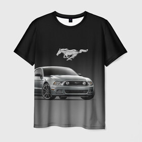 Мужская футболка 3D с принтом Mustang в Новосибирске, 100% полиэфир | прямой крой, круглый вырез горловины, длина до линии бедер | Тематика изображения на принте: car | hoofs | horse | mane | motorsport | mustang | power | prestige | tail | usa | автомобиль | автоспорт | грива | конь | копыта | лошадь | мощь | мустанг | престиж | сша | хвост