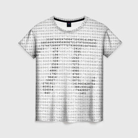 Женская футболка 3D с принтом Число пи в Новосибирске, 100% полиэфир ( синтетическое хлопкоподобное полотно) | прямой крой, круглый вырез горловины, длина до линии бедер | математика | цифры | числа | числопи
