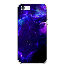 Чехол для iPhone 5/5S матовый с принтом Космическое небо в Новосибирске, Силикон | Область печати: задняя сторона чехла, без боковых панелей | Тематика изображения на принте: арт | звёзды | иний | космос | облако | розовый | сияние | тёмный | туманность | фиолоетовый | черный | яркие цвета