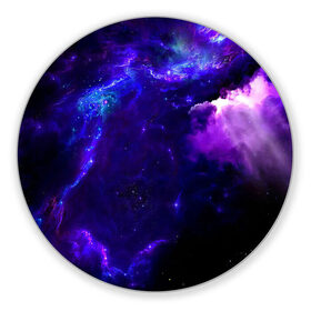 Коврик для мышки круглый с принтом Космическое небо в Новосибирске, резина и полиэстер | круглая форма, изображение наносится на всю лицевую часть | Тематика изображения на принте: арт | звёзды | иний | космос | облако | розовый | сияние | тёмный | туманность | фиолоетовый | черный | яркие цвета
