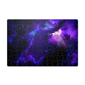 Пазл магнитный 126 элементов с принтом Космическое небо в Новосибирске, полимерный материал с магнитным слоем | 126 деталей, размер изделия —  180*270 мм | Тематика изображения на принте: арт | звёзды | иний | космос | облако | розовый | сияние | тёмный | туманность | фиолоетовый | черный | яркие цвета