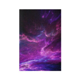 Обложка для паспорта матовая кожа с принтом Космическое небо в Новосибирске, натуральная матовая кожа | размер 19,3 х 13,7 см; прозрачные пластиковые крепления | Тематика изображения на принте: арт | звёзды | космос | облако | розовый | синий | сияние | туманность | фиолетовый | яркие цвета