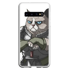 Чехол для Samsung Galaxy S10 с принтом Grumpy Cat в Новосибирске, Силикон | Область печати: задняя сторона чехла, без боковых панелей | grumpy cat | грустный кот | доспехи | кот | кот в доспехах | кот воин | кот рыцарь | суровый кот