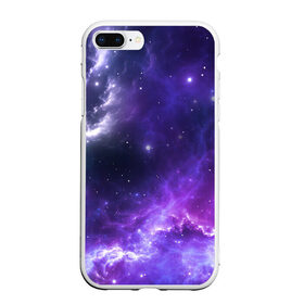 Чехол для iPhone 7Plus/8 Plus матовый с принтом Космическое небо в Новосибирске, Силикон | Область печати: задняя сторона чехла, без боковых панелей | арт | белый | бирюзовый | звёзды | космос | облако | розовый | синий | сияние | тёмный | туманность | фиолетовый | яркие цвета