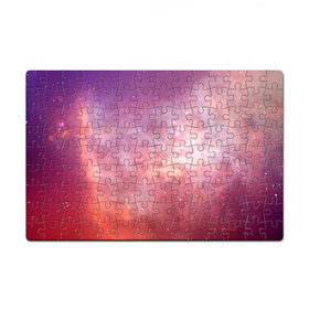 Пазл магнитный 126 элементов с принтом Космическое небо в Новосибирске, полимерный материал с магнитным слоем | 126 деталей, размер изделия —  180*270 мм | Тематика изображения на принте: арт | желтый | звёзды | космос | облако | оранжевый | розовый | сияние | туманность | фиолетовый | яркие цвета