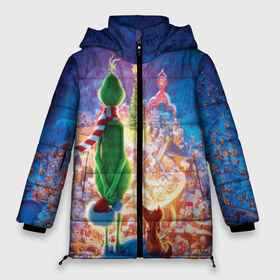 Женская зимняя куртка 3D с принтом Гринч похититель Рождества в Новосибирске, верх — 100% полиэстер; подкладка — 100% полиэстер; утеплитель — 100% полиэстер | длина ниже бедра, силуэт Оверсайз. Есть воротник-стойка, отстегивающийся капюшон и ветрозащитная планка. 

Боковые карманы с листочкой на кнопках и внутренний карман на молнии | grinch | how the grinch stole christmas | гринч | праздник | рождество | с высоты