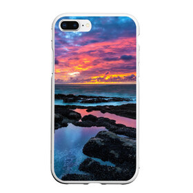 Чехол для iPhone 7Plus/8 Plus матовый с принтом Закат в Новосибирске, Силикон | Область печати: задняя сторона чехла, без боковых панелей | вечер | вода | волна | волны | восход | горизонт | запад | капли | крабы | луна | море | небо | ночь | облака | океан | оранжевая | оранжевый | остров | пейзаж | пляж | радуга | ракушки | рассвет | синий