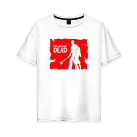 Женская футболка хлопок Oversize с принтом The Walking Dead в Новосибирске, 100% хлопок | свободный крой, круглый ворот, спущенный рукав, длина до линии бедер
 | clementine | dead | game | lee | the | twd | walking | игра | клементина | ли | мертвецы | твд | ходячие