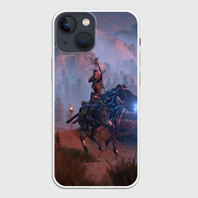 Чехол для iPhone 13 mini с принтом Horizon Zero Dawn в Новосибирске,  |  | aloy | antasy girl | art | artwork | digital art | fantasy | horizon | horizon: zero dawn | landscape | tallneck | warrior fantasy | weapon | zero dawn