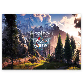 Поздравительная открытка с принтом Horizon Zero Dawn в Новосибирске, 100% бумага | плотность бумаги 280 г/м2, матовая, на обратной стороне линовка и место для марки
 | Тематика изображения на принте: aloy | antasy girl | art | artwork | digital art | fantasy | horizon | horizon: zero dawn | landscape | tallneck | warrior fantasy | weapon | zero dawn