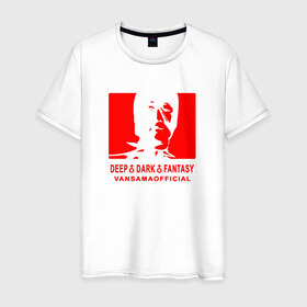 Мужская футболка хлопок с принтом VANSAMA OFFICIAL Red в Новосибирске, 100% хлопок | прямой крой, круглый вырез горловины, длина до линии бедер, слегка спущенное плечо. | aniki | billy herrington | darkholm | darkholme | dungeon | dungeon master | gachi | gachimuchi | van | van darkholm | vansam | vansam official | аники | гачи | гачибасс | гачимучи