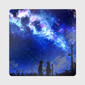 Магнит виниловый Квадрат с принтом Ночное  Небо в Новосибирске, полимерный материал с магнитным слоем | размер 9*9 см, закругленные углы | blue | sky | башни | звездное небо | звезды | космическое | красота | небо | ночь | синий