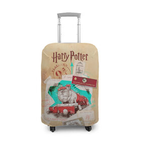 Чехол для чемодана 3D с принтом Harry Potter Hogwarts Express в Новосибирске, 86% полиэфир, 14% спандекс | двустороннее нанесение принта, прорези для ручек и колес | harry potter | kings cross station | vdosadir | вокзал кингс кросс | гарри поттер | джоан роулинг | платформа