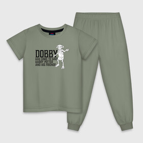 Детская пижама хлопок с принтом Dobby Has Come to Save Harry в Новосибирске, 100% хлопок |  брюки и футболка прямого кроя, без карманов, на брюках мягкая резинка на поясе и по низу штанин
 | dobby | harry potter | vdosadir | гарри поттер | джоан роулинг | добби