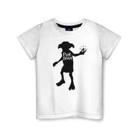 Детская футболка хлопок с принтом Free Dobby в Новосибирске, 100% хлопок | круглый вырез горловины, полуприлегающий силуэт, длина до линии бедер | dobby | harry potter | vdosadir | гарри поттер | джоан роулинг | добби