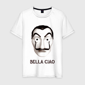 Мужская футболка хлопок с принтом BELLA CIAO в Новосибирске, 100% хлопок | прямой крой, круглый вырез горловины, длина до линии бедер, слегка спущенное плечо. | bella ciao | бумажный дома | деньги | сериал