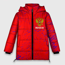 Женская зимняя куртка 3D с принтом RUSSIA РОССИЯ в Новосибирске, верх — 100% полиэстер; подкладка — 100% полиэстер; утеплитель — 100% полиэстер | длина ниже бедра, силуэт Оверсайз. Есть воротник-стойка, отстегивающийся капюшон и ветрозащитная планка. 

Боковые карманы с листочкой на кнопках и внутренний карман на молнии | Тематика изображения на принте: hjccbz | russia | ussr | герб | двухглавый | кгыышф | орел | орнамент | победа | родина | рожден | россии | российский | россия | русский | русь | сборная | символ | символика | спорт | ссср | страна | флаг | хохлома