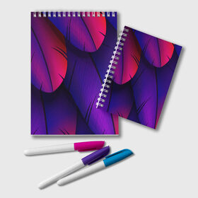 Блокнот с принтом Tropics в Новосибирске, 100% бумага | 48 листов, плотность листов — 60 г/м2, плотность картонной обложки — 250 г/м2. Листы скреплены удобной пружинной спиралью. Цвет линий — светло-серый
 | Тематика изображения на принте: purple | абстрактный | абстракция | геометрический рисунок | геометрия | индиго | корея | кружево | листья | лого | неон | неоновая | неоновое | неоновые листья | неоновый | пальмы | рисунок | текстура