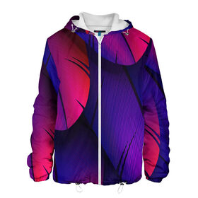 Мужская куртка 3D с принтом Tropics в Новосибирске, ткань верха — 100% полиэстер, подклад — флис | прямой крой, подол и капюшон оформлены резинкой с фиксаторами, два кармана без застежек по бокам, один большой потайной карман на груди. Карман на груди застегивается на липучку | purple | абстрактный | абстракция | геометрический рисунок | геометрия | индиго | корея | кружево | листья | лого | неон | неоновая | неоновое | неоновые листья | неоновый | пальмы | рисунок | текстура