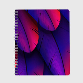 Тетрадь с принтом Tropics в Новосибирске, 100% бумага | 48 листов, плотность листов — 60 г/м2, плотность картонной обложки — 250 г/м2. Листы скреплены сбоку удобной пружинной спиралью. Уголки страниц и обложки скругленные. Цвет линий — светло-серый
 | Тематика изображения на принте: purple | абстрактный | абстракция | геометрический рисунок | геометрия | индиго | корея | кружево | листья | лого | неон | неоновая | неоновое | неоновые листья | неоновый | пальмы | рисунок | текстура