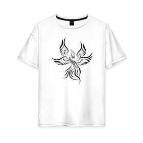 Женская футболка хлопок Oversize с принтом Птица Феникс в Новосибирске, 100% хлопок | свободный крой, круглый ворот, спущенный рукав, длина до линии бедер
 | алхимия | дельта | заговор | иллюминаты | масонство | масоны | наблюдение | наугольник | символы | циркуль | эзотерика