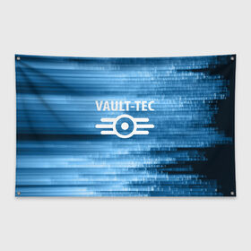 Флаг-баннер с принтом VAULT-TEC в Новосибирске, 100% полиэстер | размер 67 х 109 см, плотность ткани — 95 г/м2; по краям флага есть четыре люверса для крепления | bethesda | bethesda game studios | fallout | fallout 4 | game | vault   tec | vault boy | игры | постапокалипсис | убежище 101