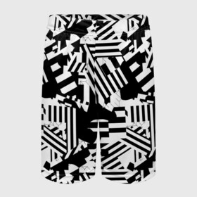 Детские спортивные шорты 3D с принтом Хаотичные линии в Новосибирске,  100% полиэстер
 | пояс оформлен широкой мягкой резинкой, ткань тянется
 | Тематика изображения на принте: абстракция | белое | геометрические абстракции | геометрия | кляксы | линии | полоски | полосы | пятна | узоры | хаос | хаотичные линии | черно белое | чернобелое | черное | черные линии