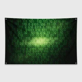 Флаг-баннер с принтом Двоичный код в Новосибирске, 100% полиэстер | размер 67 х 109 см, плотность ткани — 95 г/м2; по краям флага есть четыре люверса для крепления | it | двоичный код | информация | код | кодерам | кодеру | программирование | программисту | технологии