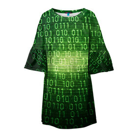 Детское платье 3D с принтом Двоичный код в Новосибирске, 100% полиэстер | прямой силуэт, чуть расширенный к низу. Круглая горловина, на рукавах — воланы | Тематика изображения на принте: it | двоичный код | информация | код | кодерам | кодеру | программирование | программисту | технологии