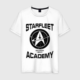 Мужская футболка хлопок с принтом Академия звездного флота в Новосибирске, 100% хлопок | прямой крой, круглый вырез горловины, длина до линии бедер, слегка спущенное плечо. | academy | cbs | logo | lower decks | retro | san francisco | star trek | starfleet | uniform | академия | винтаж | звездный путь | звездный флот | капитан | лого | мультик | нижние палубы | пикар | сан франциско | сериал | стар трек | старая