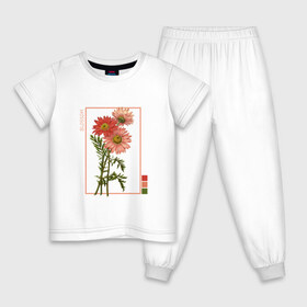 Детская пижама хлопок с принтом Blossom Flower в Новосибирске, 100% хлопок |  брюки и футболка прямого кроя, без карманов, на брюках мягкая резинка на поясе и по низу штанин
 | flowers | букет | природа | растения | ретро | цветок | цветы
