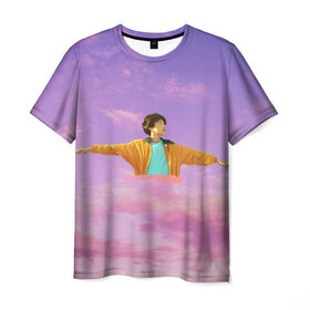 Мужская футболка 3D с принтом Euphoria в Новосибирске, 100% полиэфир | прямой крой, круглый вырез горловины, длина до линии бедер | bts | comeback | jk | jungkook | love yourself | бантан | бтс | ви | джей кей | джей хоуп | джин | камбэк | намджун | облака | рм | розовые облака | тэхен | фиолетовый | хосок | чг | чимин | чонгук | шуга | эйфория | юнги