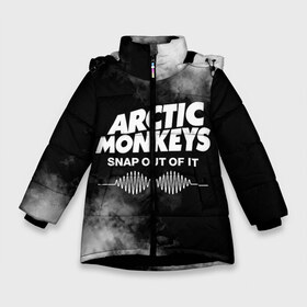 Зимняя куртка для девочек 3D с принтом Arctic Monkeys в Новосибирске, ткань верха — 100% полиэстер; подклад — 100% полиэстер, утеплитель — 100% полиэстер. | длина ниже бедра, удлиненная спинка, воротник стойка и отстегивающийся капюшон. Есть боковые карманы с листочкой на кнопках, утяжки по низу изделия и внутренний карман на молнии. 

Предусмотрены светоотражающий принт на спинке, радужный светоотражающий элемент на пуллере молнии и на резинке для утяжки. | arctic | monkeys | rock | алекс тёрнер | арктик | группа | группы | джейми кук | инди | манкиз | музыка | мэтт хелдерс | ник омэлли | постпанк | рок