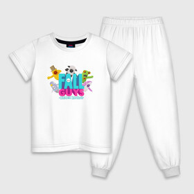 Детская пижама хлопок с принтом FALL GUYS (2 СТОРОНЫ) в Новосибирске, 100% хлопок |  брюки и футболка прямого кроя, без карманов, на брюках мягкая резинка на поясе и по низу штанин
 | fal | fall | fallguys | guys | knockout | ultimate | гайс | фалл | фол | фолгайс | фолл | фоллгайс