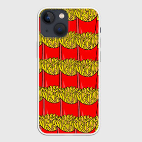 Чехол для iPhone 13 mini с принтом ФРИ в Новосибирске,  |  | food | fries | pattern | еда | картошка | мак | макдональдс | паттерн | фри