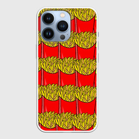 Чехол для iPhone 13 Pro с принтом ФРИ в Новосибирске,  |  | food | fries | pattern | еда | картошка | мак | макдональдс | паттерн | фри