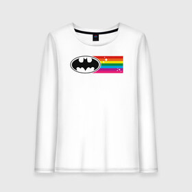 Женский лонгслив хлопок с принтом Batman Rainbow Logo в Новосибирске, 100% хлопок |  | batman | dc pride | justice league | pride | vdosadir | бэтмен | лига справедливости | прайд | радуга