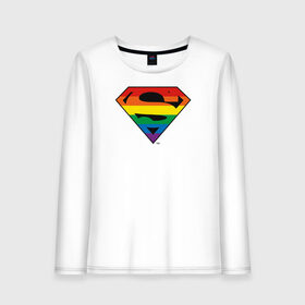 Женский лонгслив хлопок с принтом Superman Logo в Новосибирске, 100% хлопок |  | dc pride | justice league | pride | superman | vdosadir | лига справедливости | прайд | радуга | супермен