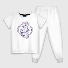 Детская пижама хлопок с принтом Sleeping Beauty в Новосибирске, 100% хлопок |  брюки и футболка прямого кроя, без карманов, на брюках мягкая резинка на поясе и по низу штанин
 | Тематика изображения на принте: aurora | disney princess | sleeping beauty | vdkimel | аврора | спящая красавица