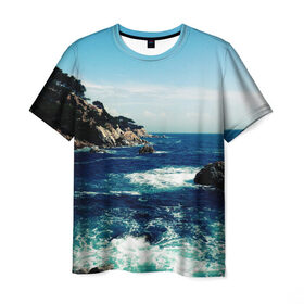 Мужская футболка 3D с принтом Море в Новосибирске, 100% полиэфир | прямой крой, круглый вырез горловины, длина до линии бедер | Тематика изображения на принте: лето | море и горы | морской бриз | отдых | туризм