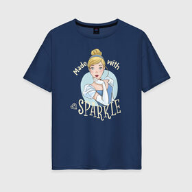 Женская футболка хлопок Oversize с принтом Золушка в Новосибирске, 100% хлопок | свободный крой, круглый ворот, спущенный рукав, длина до линии бедер
 | cinderella | disney princess | vdkimel | золушка