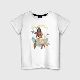 Детская футболка хлопок с принтом Моана в Новосибирске, 100% хлопок | круглый вырез горловины, полуприлегающий силуэт, длина до линии бедер | disney princess | moana | vdkimel | моана