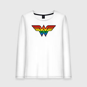 Женский лонгслив хлопок с принтом Wonder Woman Logo в Новосибирске, 100% хлопок |  | dc pride | justice league | pride | vdosadir | wonder woman | лига справедливости | прайд | радуга | чудо женщина