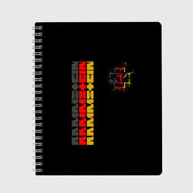 Тетрадь с принтом RAMMSTEIN в Новосибирске, 100% бумага | 48 листов, плотность листов — 60 г/м2, плотность картонной обложки — 250 г/м2. Листы скреплены сбоку удобной пружинной спиралью. Уголки страниц и обложки скругленные. Цвет линий — светло-серый
 | amerika | art | germany | logo | rammstein | rock | till lindemann | арт | германия | группа | логотип | музыка | немецкая группа | немцы | песня | раммштайн | рамштайн | рок