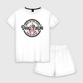 Женская пижама с шортиками хлопок с принтом Deep Purple в Новосибирске, 100% хлопок | футболка прямого кроя, шорты свободные с широкой мягкой резинкой | deep purple | альбом | гловер | группа | дееп | деп | ди | дип | диперпл | дипперпл | иэн гиллан | иэн пэйс | лого | логотип | метал | морс | пепл | перпл | прогрессивный | психоделический | рок | символ | хард