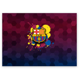 Поздравительная открытка с принтом Barcelona в Новосибирске, 100% бумага | плотность бумаги 280 г/м2, матовая, на обратной стороне линовка и место для марки
 | barcelona | barselona | futbol club | барса | барселона | лионель месси | люблю футбол | месси | сине гранатовые | фанат | фк барселона | форма | форма игроков | футбол | футбольный клуб | эмблема | эмблема клуба
